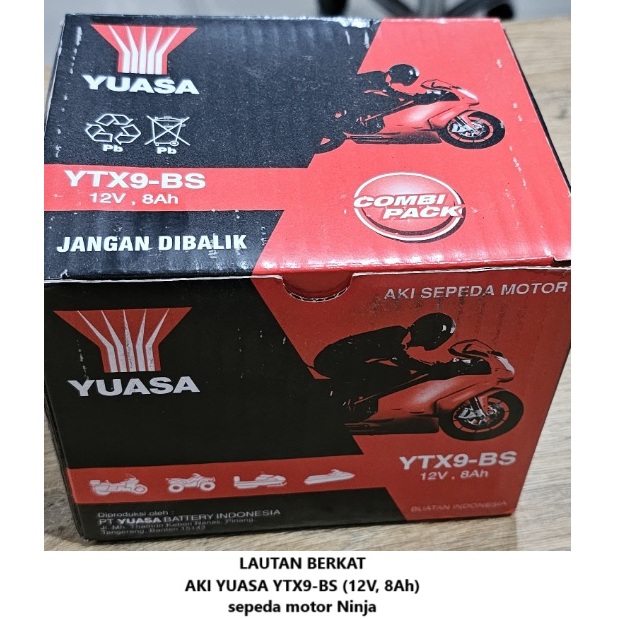 AKI ACCU YTX9-BS YUASA 12V 8Ah Motor Ninja 250 Fi, KTM DUKE 200, Burgman, SYM, Z800 Accu kering