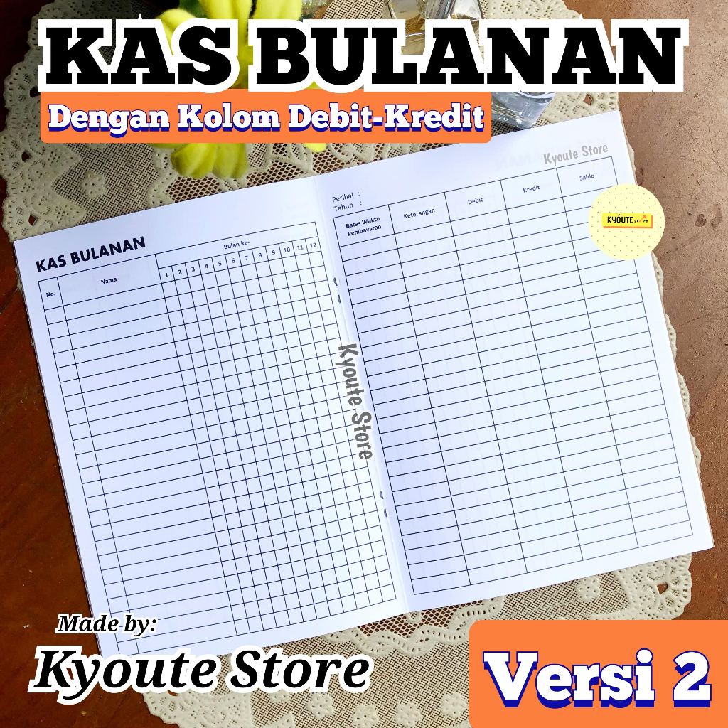 

Buku Kas Bulanan Debit-Kredit (Versi 2) Tagihan Peserta A5 Kyoute Monthly Bills Tracker Book General