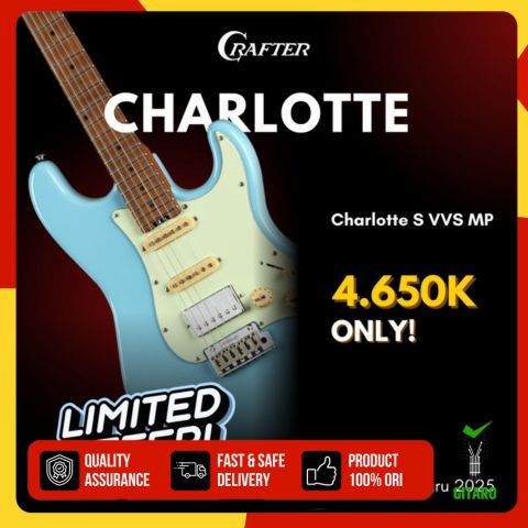 Gitar Elektrik Crafter Charlotte S VVS MP Roasted Maple Fretboard Stratocaster - BS