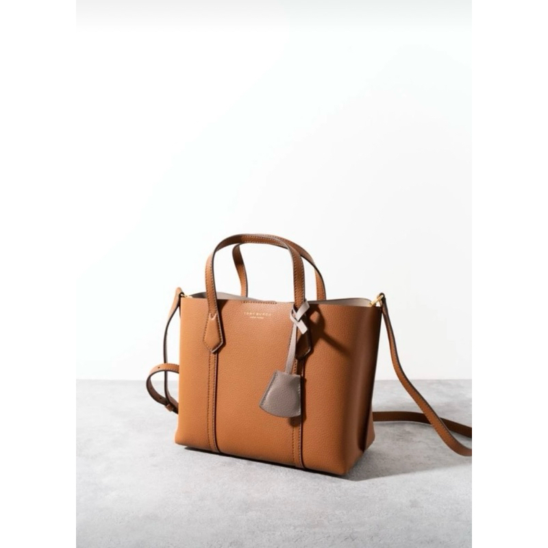 tory burch perry small triple compartment bag light umber original