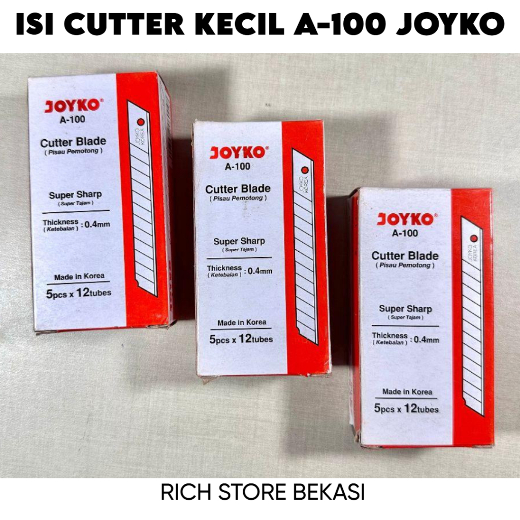 

ISI CUTTER KECIL MERK JOYKO A-100 PER 1 PCS KECIL [ISI 5 PCS MATA PISAU]