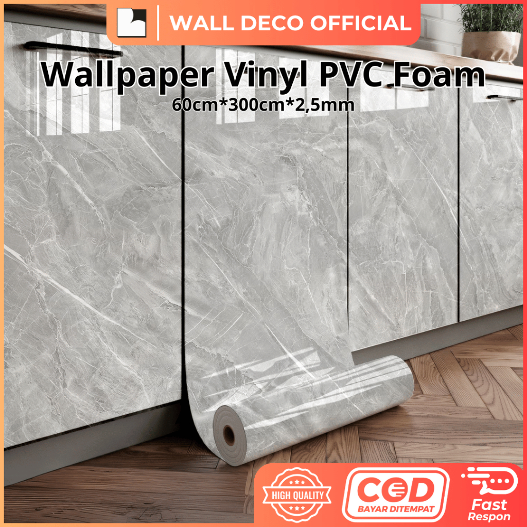 Terlaris Wallpaper Dinding Vinyl Roll Pvc 60Cmx3M Wallpaper Dinding Motif Vinyl Marble Foam Roll