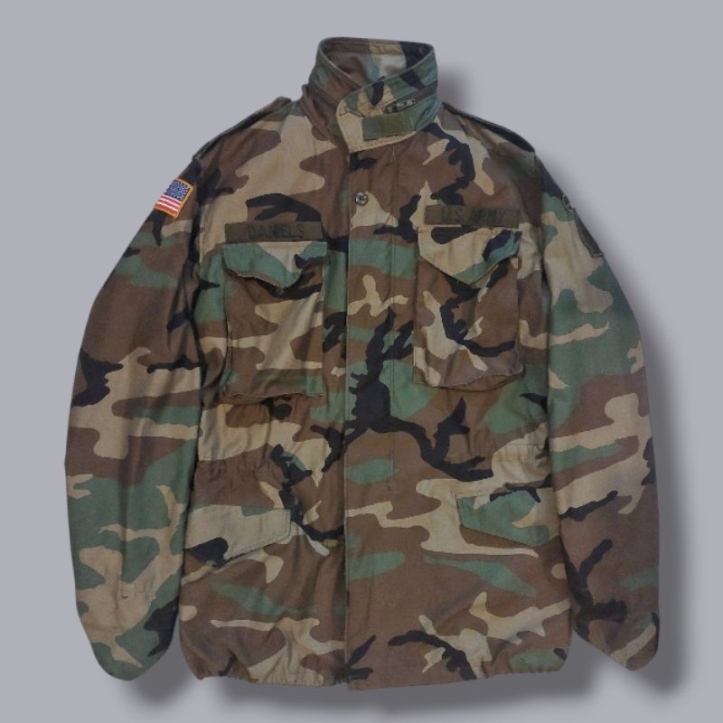 US Army Camo M65 Field Jacket Woodland - Jaket Militer America Loreng Military Vintage Parka Camoufl