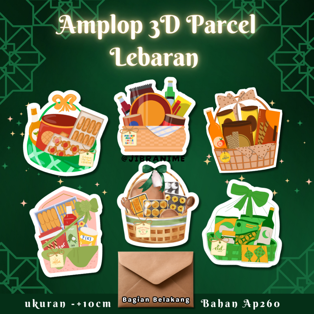 

(ISI 6) AMPLOP LEBARAN 3D PARCEL LUCU PREMIUM