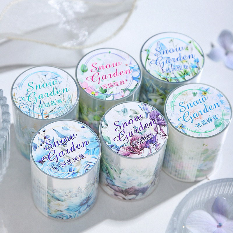 

(8CB) washi tape selotip transparan bunga full deco journaling pastel flower pretty beautiful
