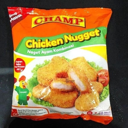 

NAGET AYAM CHAMP 450GR CHICKEN NUGGET HALAL