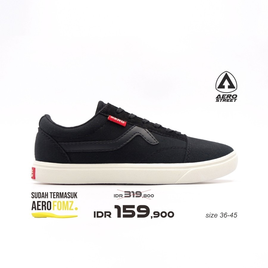 Aerostreet 36-45 Massive Low Hitam Hitam-Sepatu Sneakers Casual