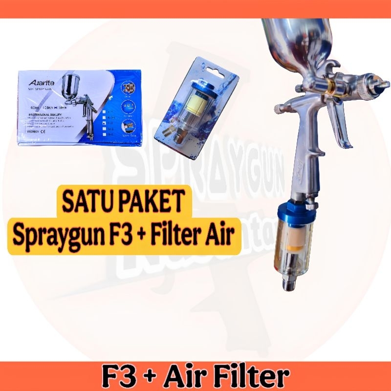 Spray Gun F3 Auarita + Air Filter - Spraygun Cat Motor & Mobil