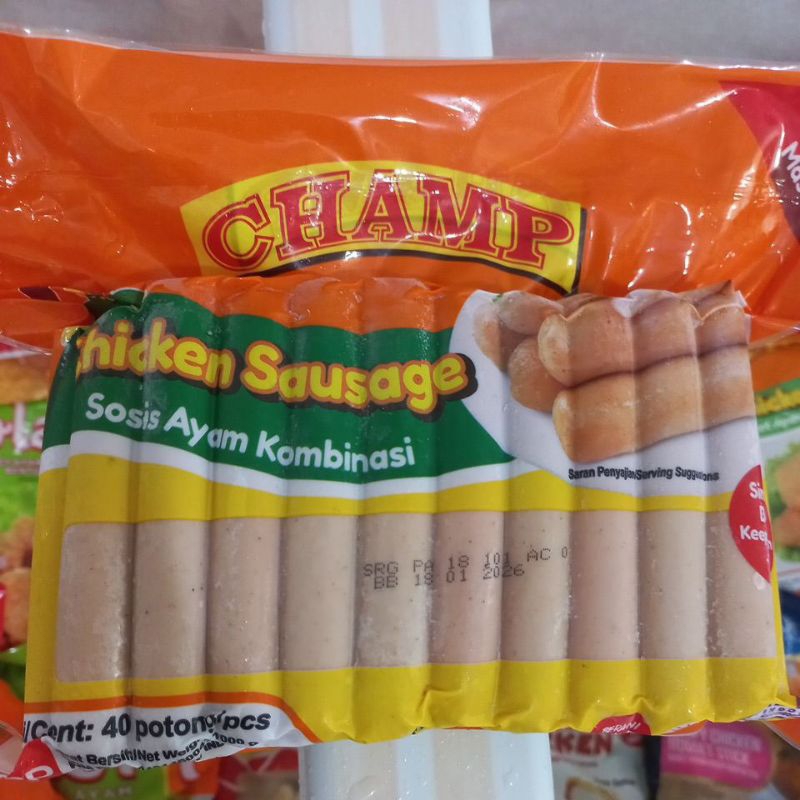 

Champ Chicken Sausage Sosis Ayam Kombinasi isi 40pcs 1Kg