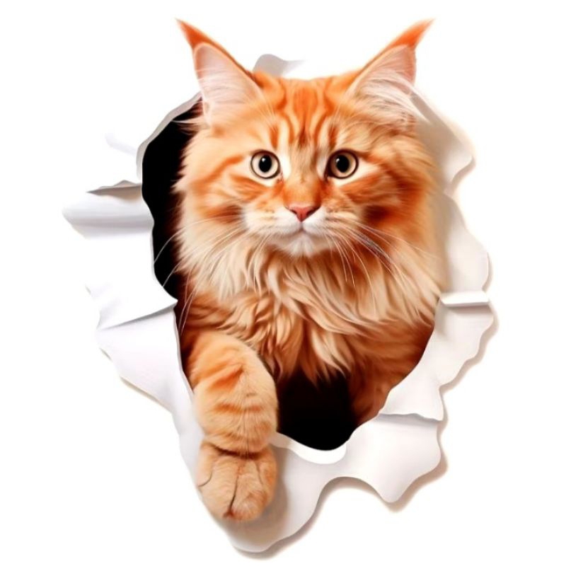 

stiker kucing lucu 3D, bahan vinil, anti air dan panas size 15 x 18 cm