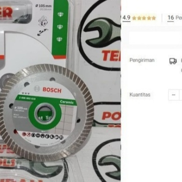 

Diamond Wheel BOSCH 4" Turbo 2608603610 Hijau Mata Potong Keramik