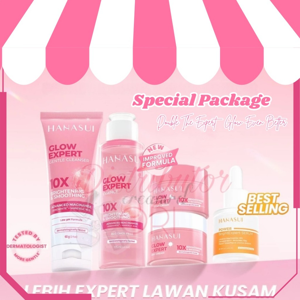 Hanasui Double Expert, Glow Better Set 4 pcs + Power Bright Expert Serum - Real 10% | BPOM