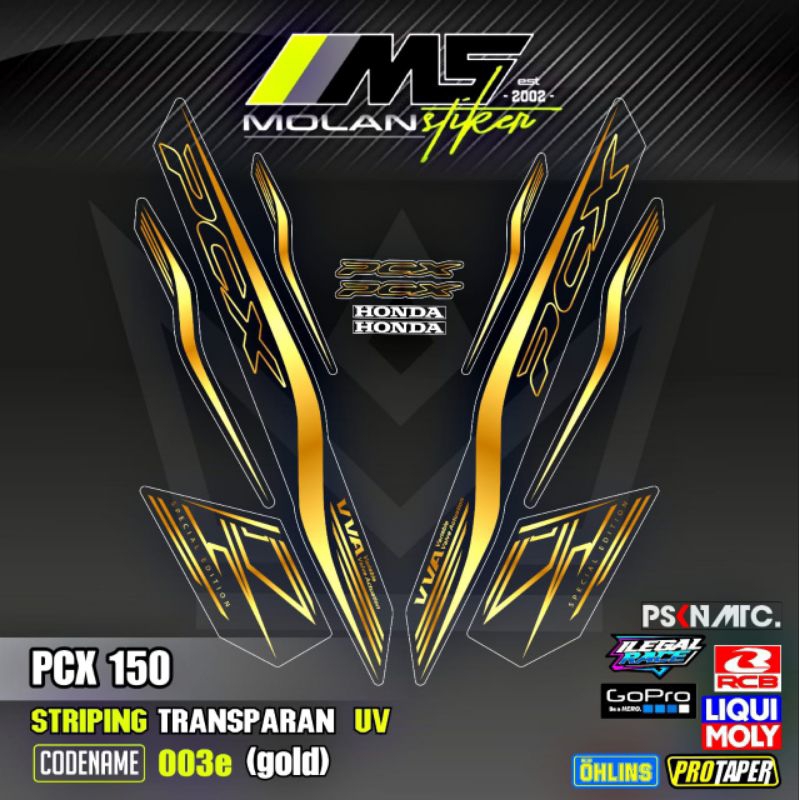 Decal Sticker Striping Variasi Transparan Uv PCX 150 2018-2021 Honda PCX Abs PCX Lokal Pcx 150 Thail