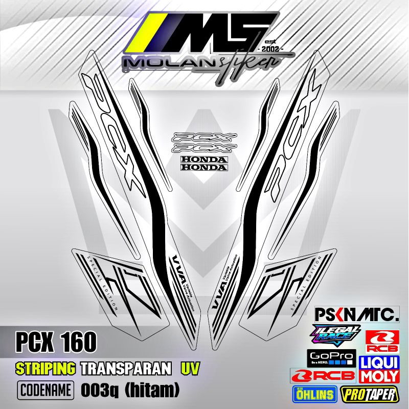 Decal Sticker Striping Variasi Transparan Uv PCX 160 Honda PCX 160 2022-2025 All New PCX 160 CBS Pcx