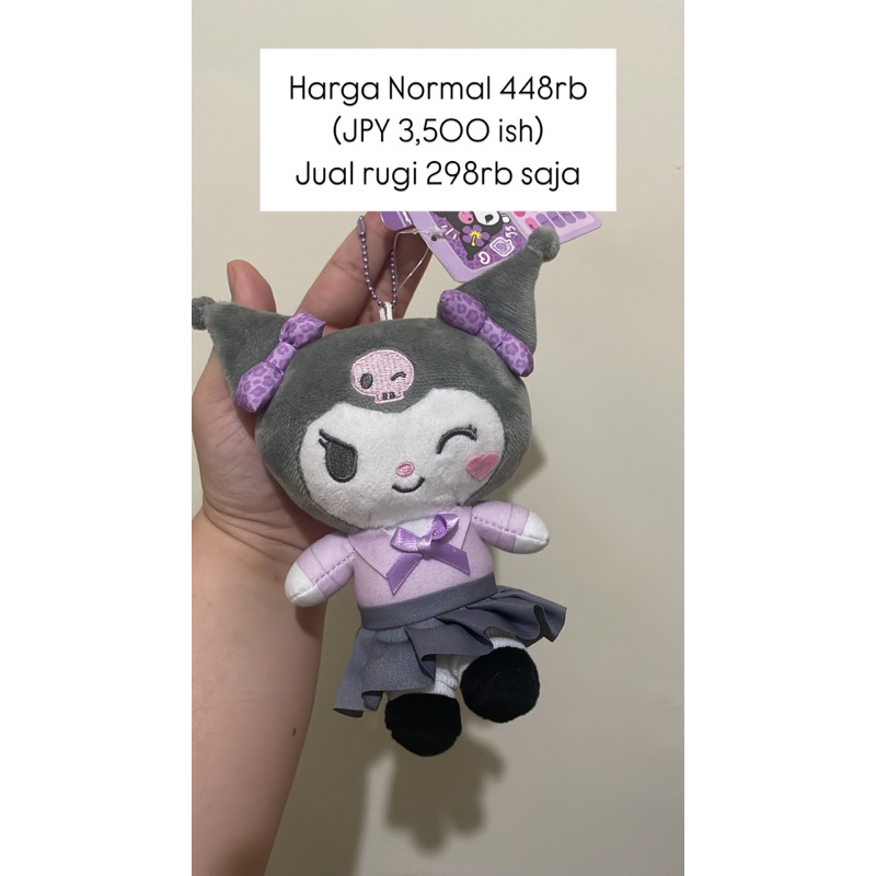 Kuromi Plush Doll Keychain Boneka Original Sanrio Japan School Uniform
