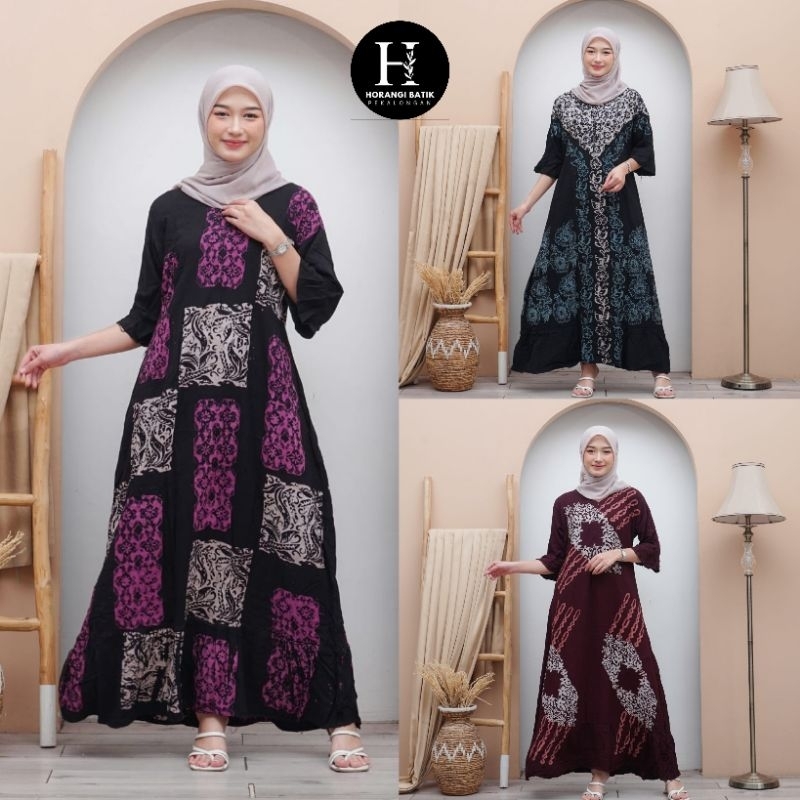 Dress batik cap asli Pekalongan | Daster batik Twill rayon premium | dress daster Busui friendly Ld 