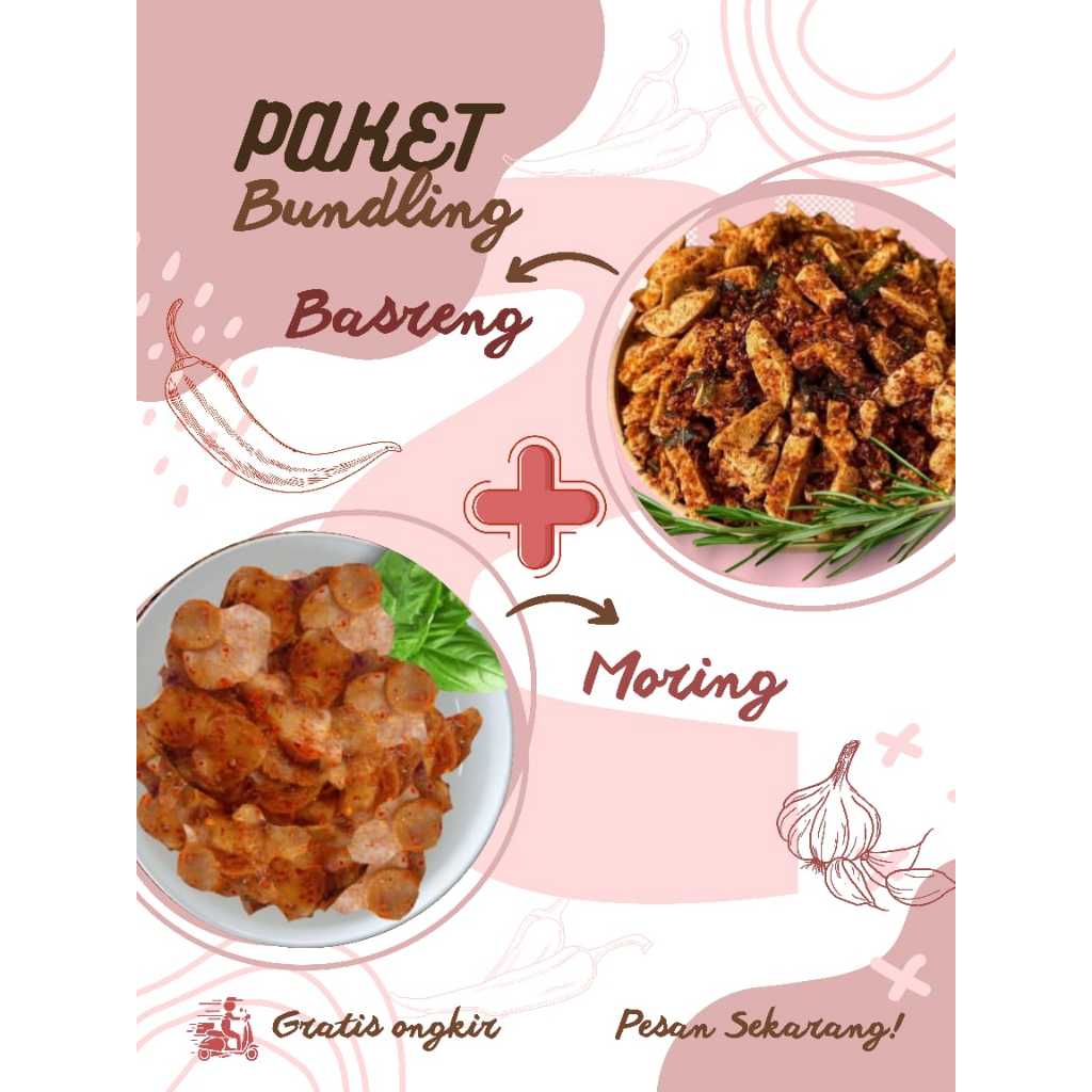 

basreng pedas daun jeruk + moring pedas daun jeruk paket bundling