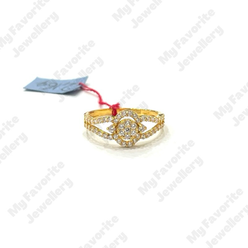 Cincin Elegan Model Permata Banyak Uk12 Emas Asli Kadar 875