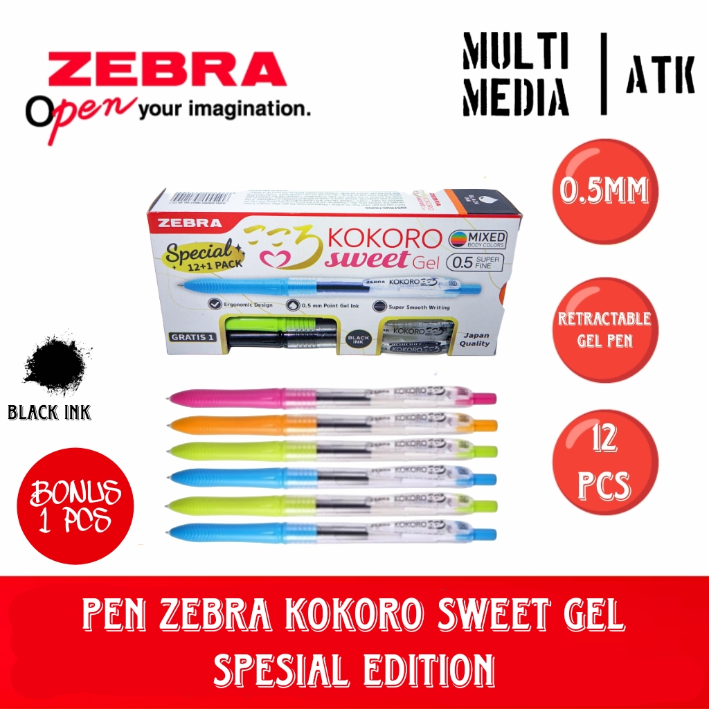 

RB PEN ZEBRA KOKORO SWEET GEL 0.5 12 PCS + FREE 1 PCS