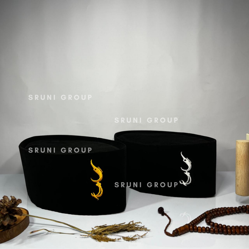 Songkok Hitam Peci Logo Kujang Perak dan Emas tinggi Normal (9 cm) + Ada Dus Setiap Peci