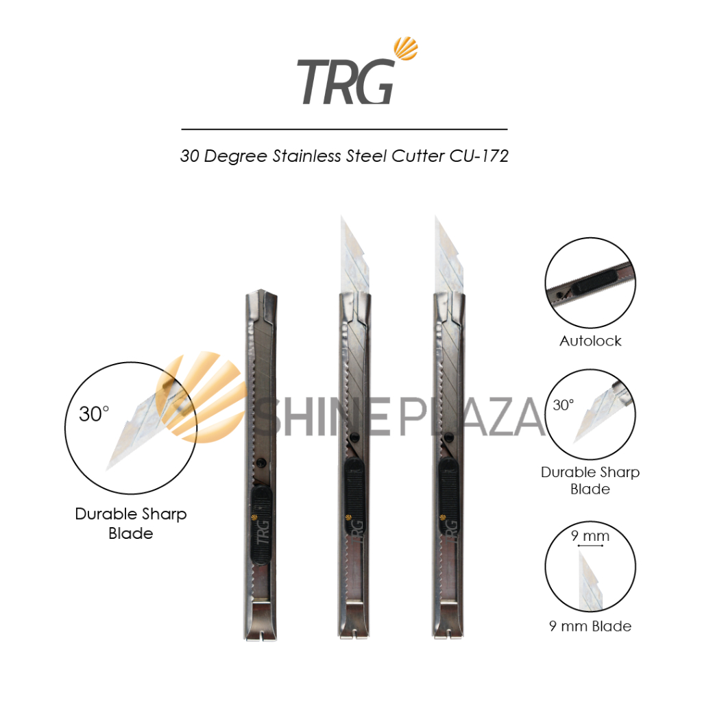 

TRG Stainless Steel Cutter 30 Degree CU-172 - Pemotong Kertas Cuter Besi Tajam 30 Derajat TRG