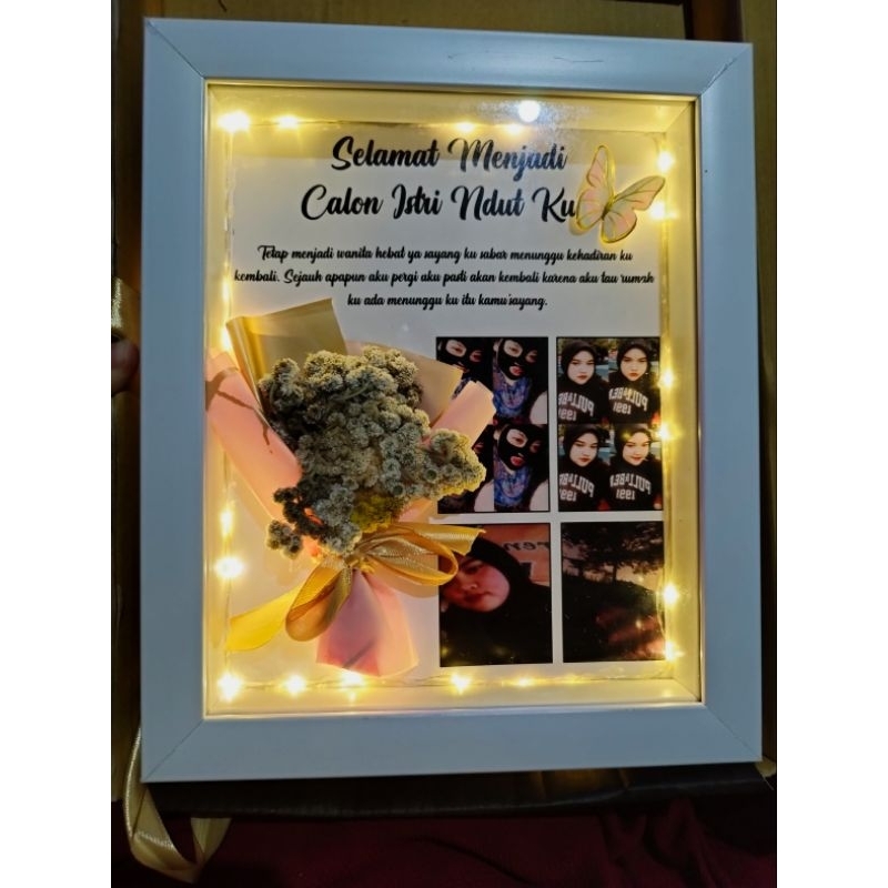 Bingkai Foto 3D bingkai bunga bingkai ulang tahun bingkai wisuda bingkai anniversary Dengan LAMPU