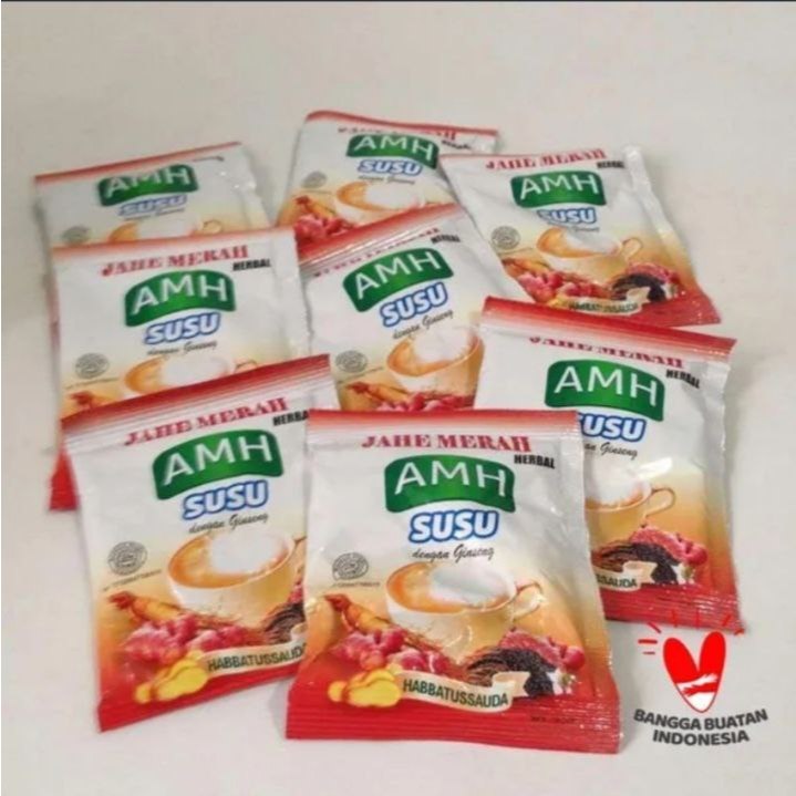 

Jahe Merah AMH Susu isi satu Renceng 10 sachet