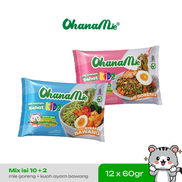 

Ohanamie Mie Instan Sehat Anak Tanpa MSG dan Pengawet Mie Goreng dan Kuah Ayam Bawang Isi 12 pcs