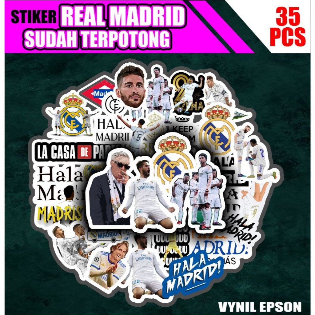 

stiker pack Real Madrid Football club isi 35pcs sudah terpotong