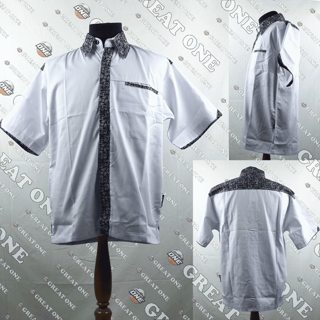 Kemeja Polos Seragam, Baju Kerja/Komunitas, American Drill Putih Batik