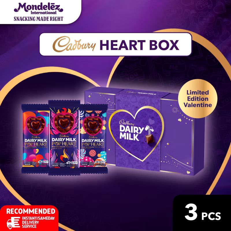 

[PopHeartBox] Limited Stok Cadbury Dairy Milk Pop Heart Box Isi 3pcs Special Valentine