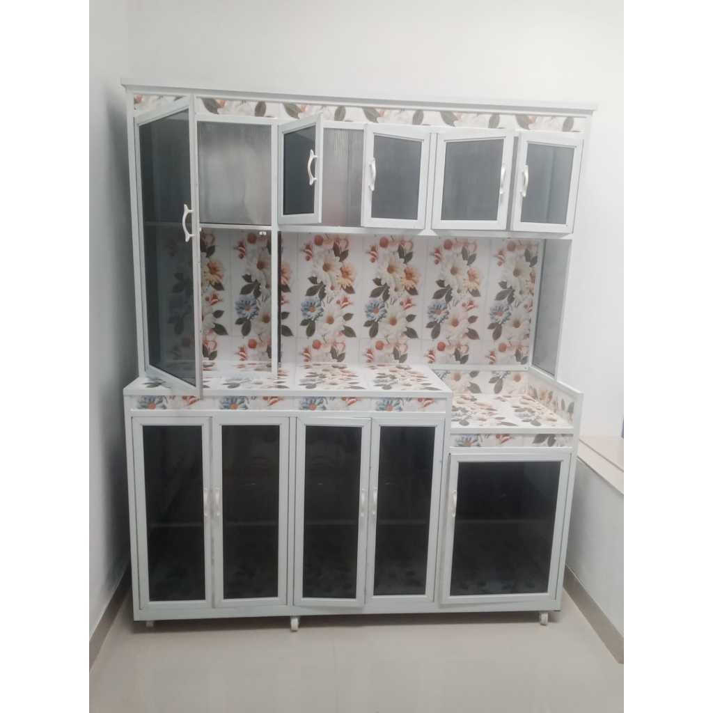 150*45*180rak piring 5 pintu gendong 1 tiang alumunium holo/rak piring/lemari piring/rak dapur/rak p