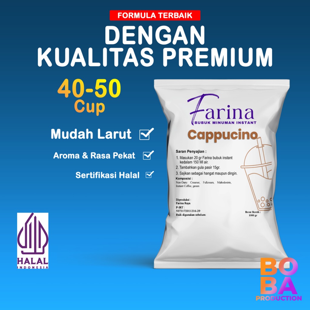 

Bubuk Minuman Cappucino Premium 1kg - Powder Rasa Cappucino - BobaProduction