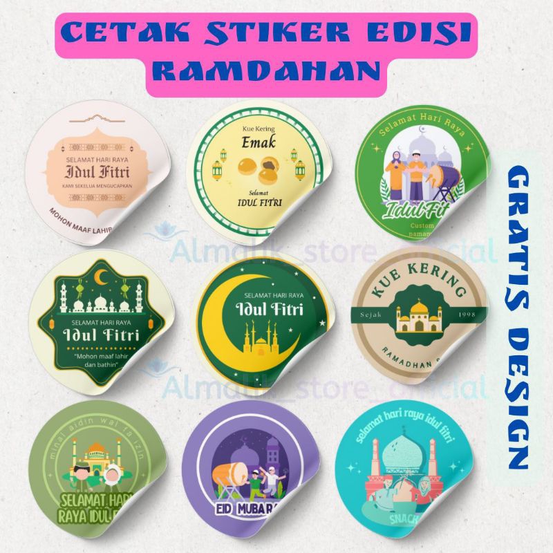 

Stiker A3 label stiker Ramadhan Stiker kue lebaran sticker bulat custom nama sendiri stiker kue idul fitri