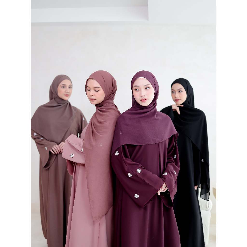 Yumna Dress Abaya Bordir Bunga | Abaya Bordir Ala Turki by Khalidaz Gamis Simple Elegan Abaya Haji d
