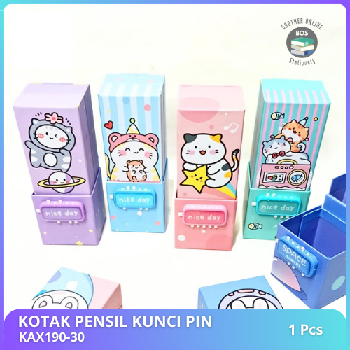 

RB BOS Kotak Pensil Karton Berdiri Tingkat Pin + Cermin/Pencil Box/Wadah Pensil
