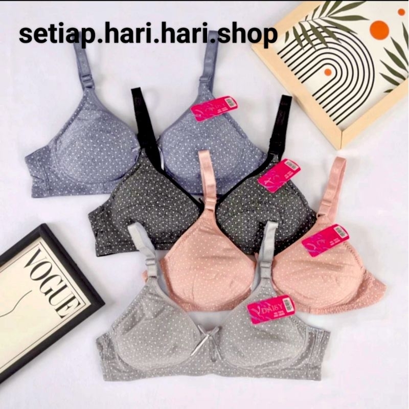 sport bra bh katun daisy 7070 tanpa kawat kait 2,tanpa busa motif polkadot