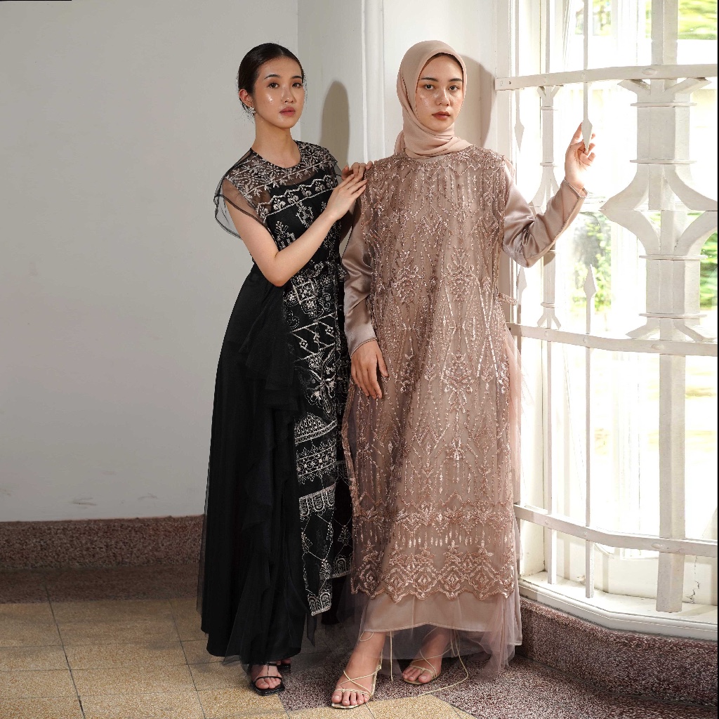 OFFICIAL CROI - Zara Set Dress in Black - Hijab & Non-Hijab // gaun hitam / black dress / black gown