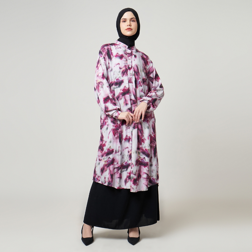 Dhoby Ghout Tunik Panjang Premium Wanita Putih Muslim Modern All Size Kancing Depan - Dianu
