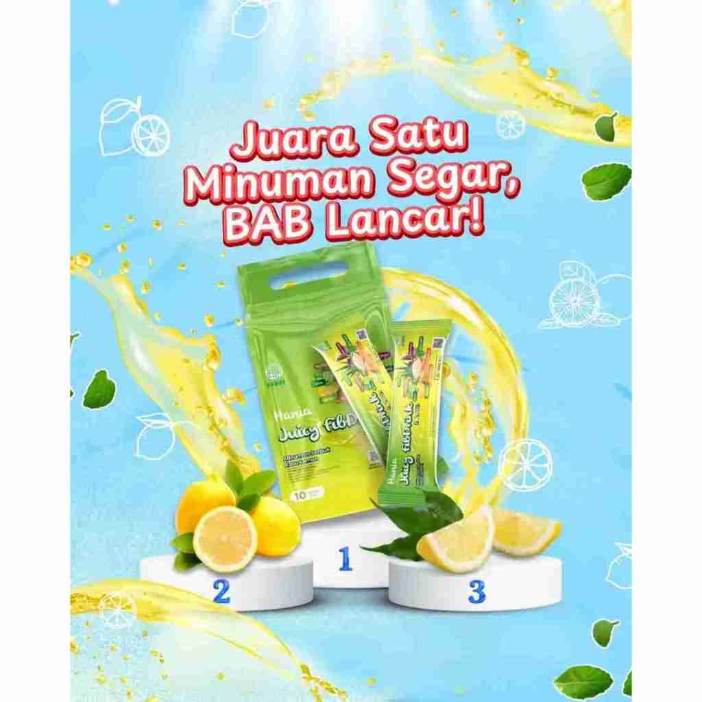 

HNI HANIA JUICY FIBDRINK LEMON KAYA AKAN SERAT DAN MENGATASI MASALAH PENCERNAAN