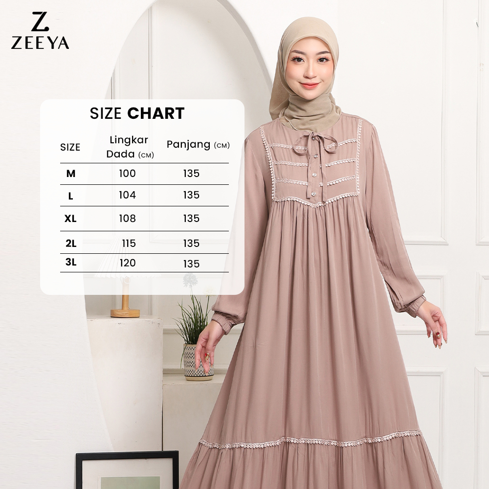 DISKON ZEEYA COLLECTION ZOYA GAMIS DRESS UMROH HITAM POLOS RAYON TWILL BUSUI FRIENDLY SIZE M L XL
