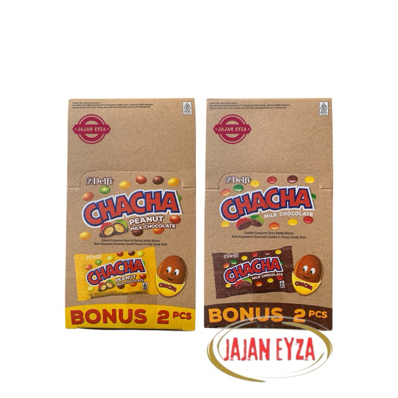 

DELFI CHACHA BOX CHACHA MILK CHOCO CHACHA PEANUT ISI 2 RENTENG