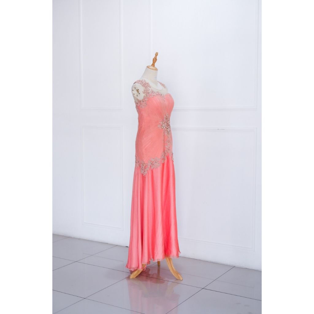 Peach Drapping Long Dress Mewah Preloved Second