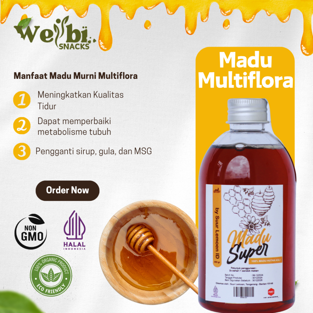 

Madu Murni Multiflora Super Natural Raw Honey Tanpa Campuran Suur Lemoen