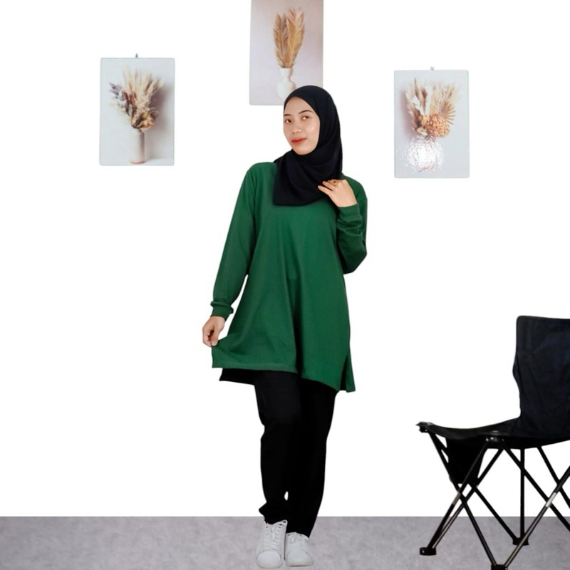 Atasan Tunik Wanita / Tunik Lengan Panjang / Kaos Tunik Polos / Tunik Kekinian / Tunik Jumbo / Kaos 