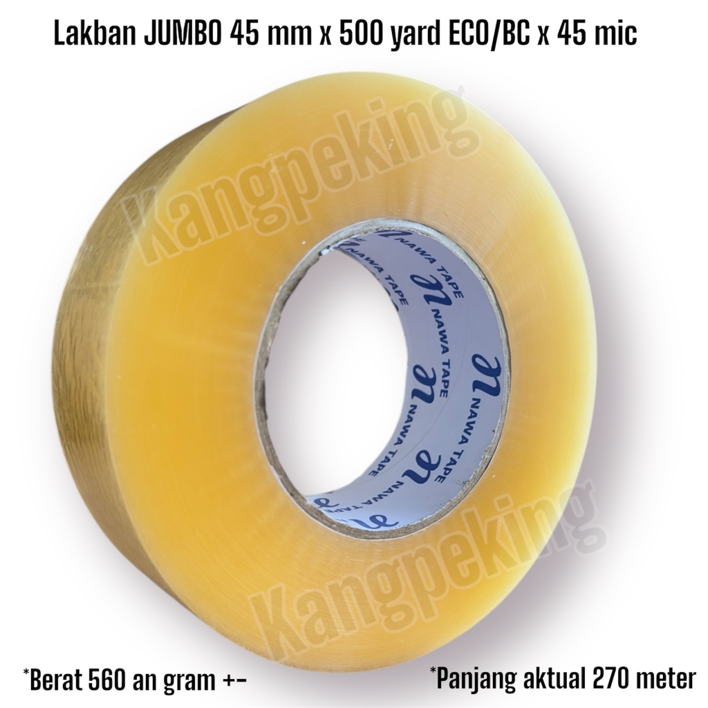 

LAKBAN BENING JUMBO 45 x 500 YARD ECO/BC x 45 mic TEBAL DAN LENGKET