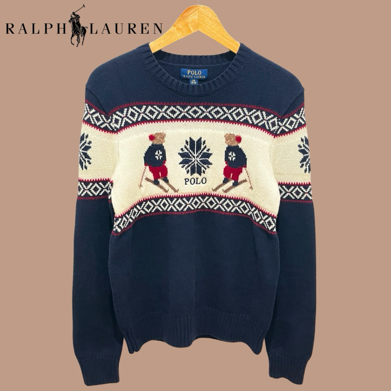 Polo Ralph Lauren Bear Navy Cotton-WOOL Sweater