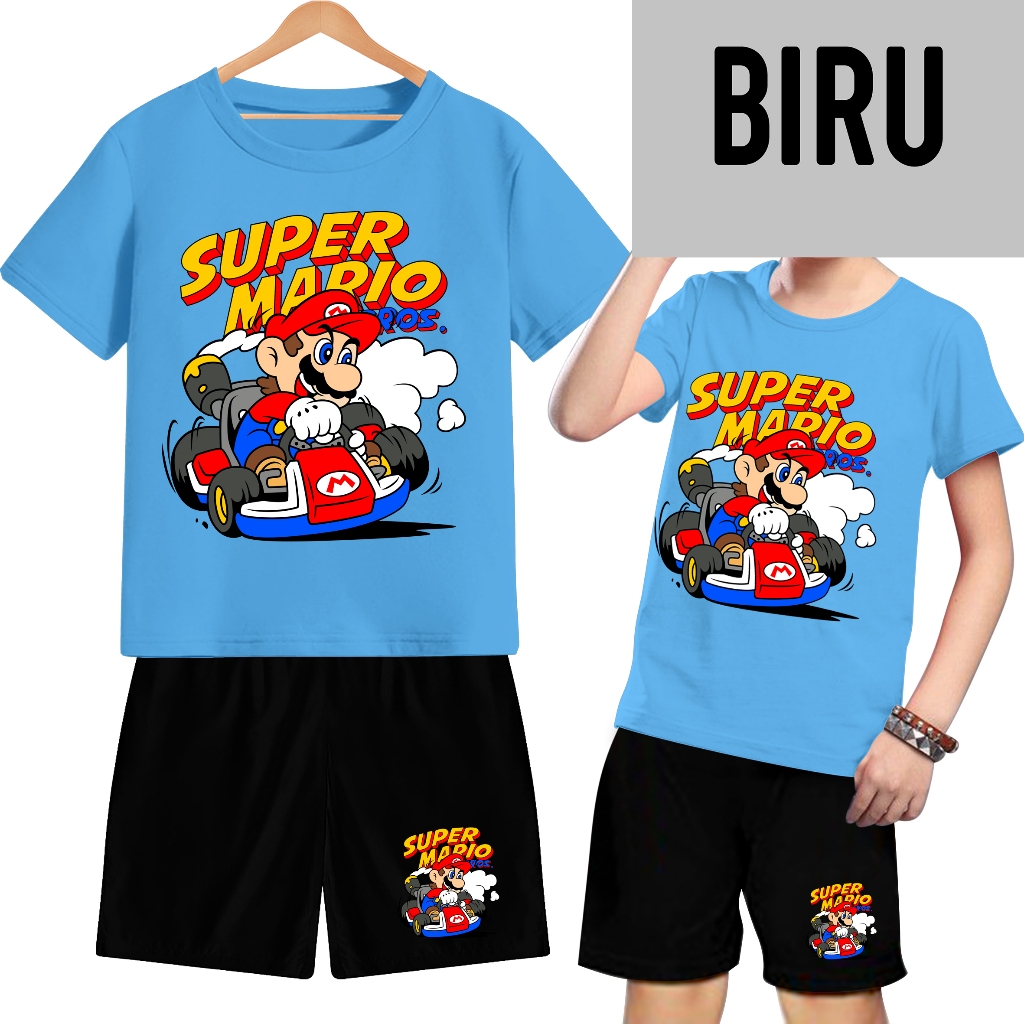 setelan anak mario bross super mario kaos