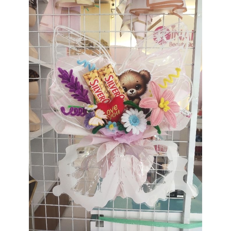 

buket bunga valentine murah/bunga kawat bulu