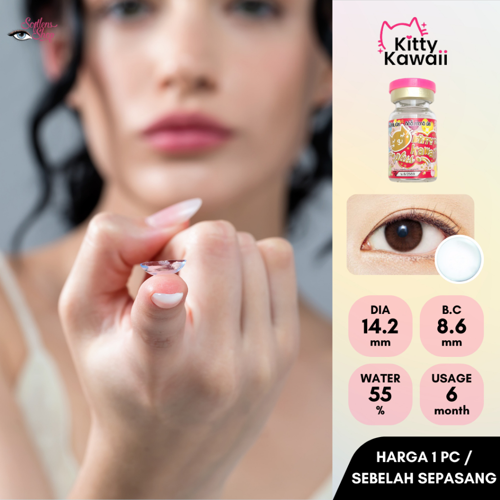 Softlens Kitty Kawaii Crystal Clear (HARGA UNTUK 1PC / SEBELAH PASANG)